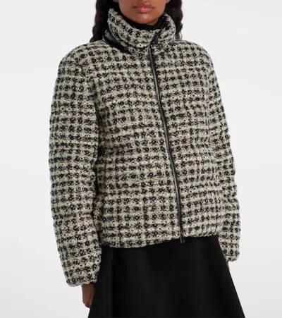 Moncler Andronne Checked Tweed Down Jacket In Gray