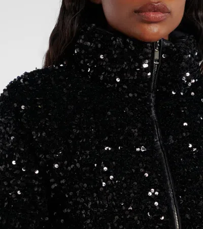 Moncler Textured Cropped Down Jacket With High Collar In Black