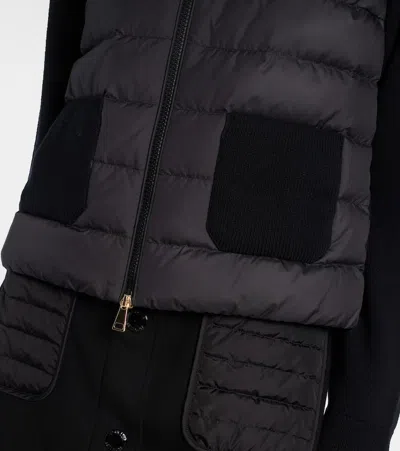 Moncler Wool And Quilted Shell Down Cardigan In Black