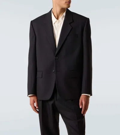 Saint Laurent Wool Single-breasted Jacket In Blue