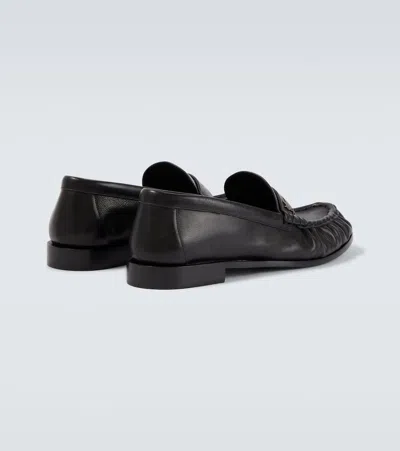 Saint Laurent Le Loafer Loafers In Polished Wrinkled Leather In Black