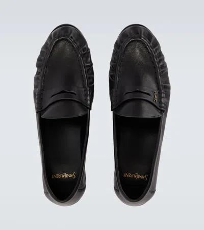 Saint Laurent Le Loafer Loafers In Polished Wrinkled Leather In Black