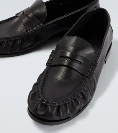 Saint Laurent Le Loafer Loafers In Polished Wrinkled Leather In Black