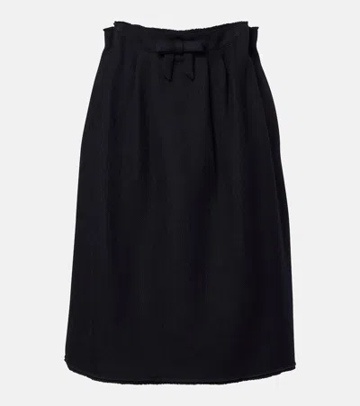 Prada Chevron Pleated Virgin Wool Midi Skirt In Blue