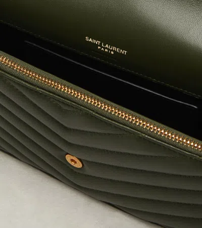 Saint Laurent Cassandre Envelope Leather Wallet On Chain In Green