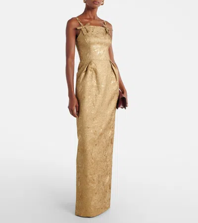 Rebecca Vallance Solana Bow-details Maxi Dress In Brown