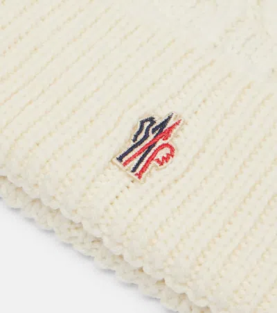 Moncler Ivory Virgin Wool Hat With Pompom In White