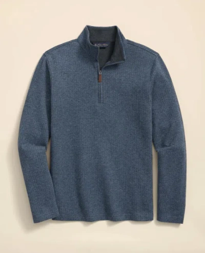 Brooks Brothers Herringbone Cotton Quarter Zip Pullover In Blue