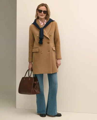 Brooks Brothers Wool Oversized Shawl Collar Coat In Brown