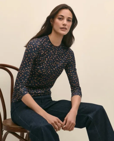 Brooks Brothers Buttery Soft Long-sleeve Tee In Abstract Print In Blue