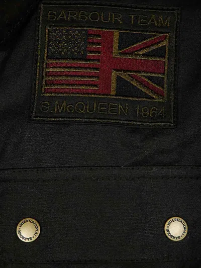 Barbour Weather-resistant Waxed Cotton Jacket With Corduroy Collar In Brown