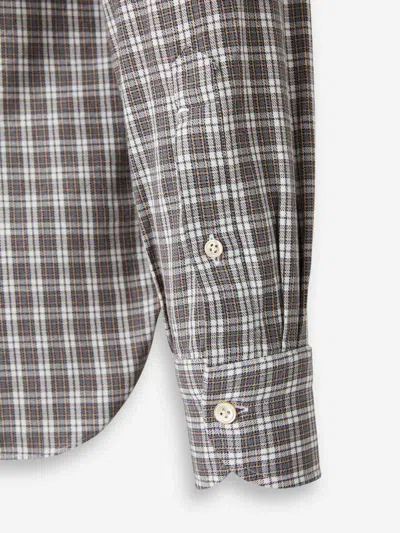 Luigi Borrelli Checked Button-down Shirt In Gray