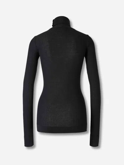 Lemaire Wool Turtleneck Top In Black