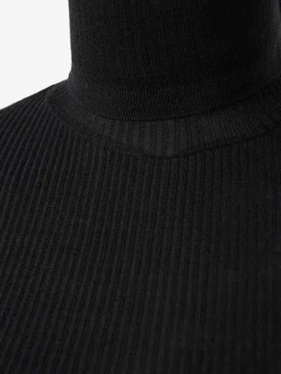 Lemaire Wool Turtleneck Top In Black