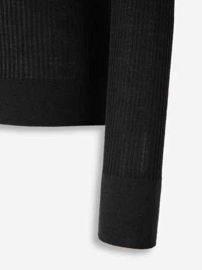 Lemaire Wool Turtleneck Top In Black