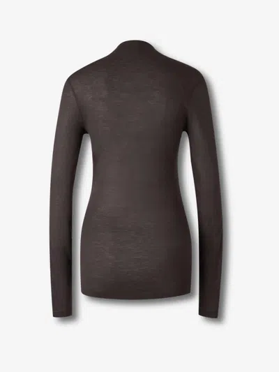 Lemaire High Neck Sweater In Brown