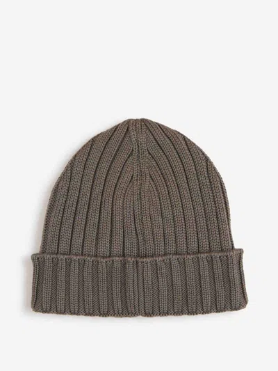 C.p. Company Ribbed Cotton Beanie Hat In Brown