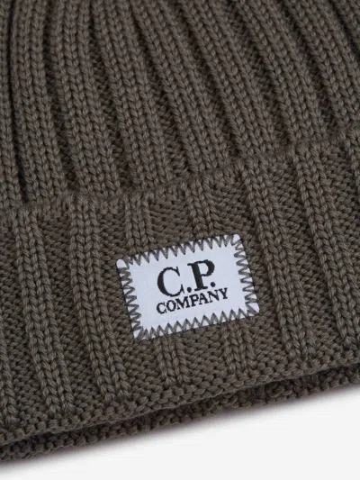 C.p. Company Ribbed Cotton Beanie Hat In Brown