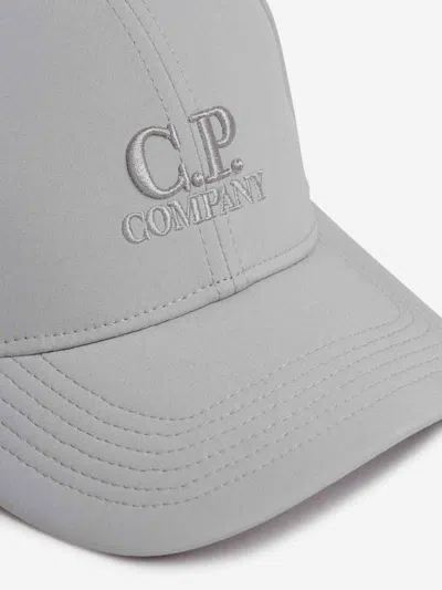 C.p. Company Gabardine Logo Cap In Gray