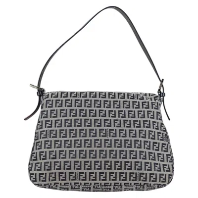 Pre-owned Fendi Mamma Baguette Navy Canvas Shoulder Bag ()