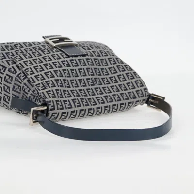 Pre-owned Fendi Mamma Baguette Navy Canvas Shoulder Bag ()