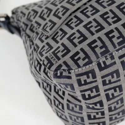 Pre-owned Fendi Mamma Baguette Navy Canvas Shoulder Bag ()