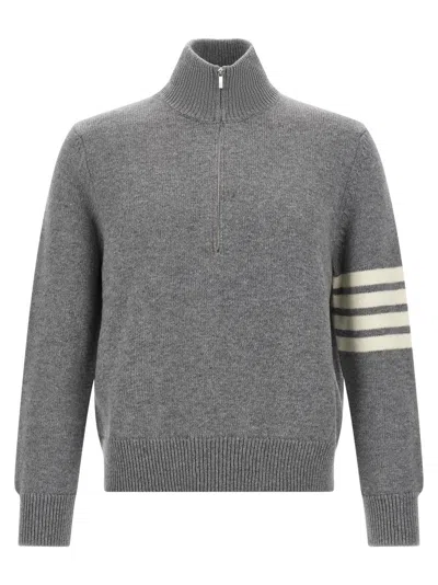 Thom Browne 4bar Half Zip Sweater Sweaters And Cardigans Gray In Gray
