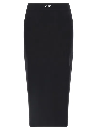 Off-white Black Pencil Skirt With Off Logo
