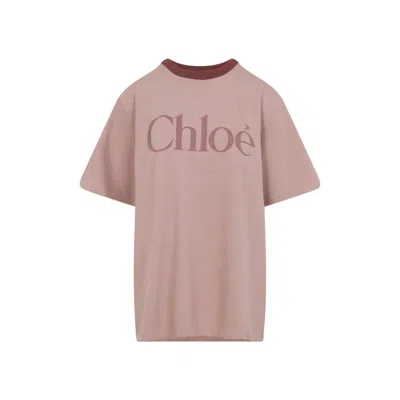 Chloé Petal Pink Recycled Cotton T-shirt In Brown
