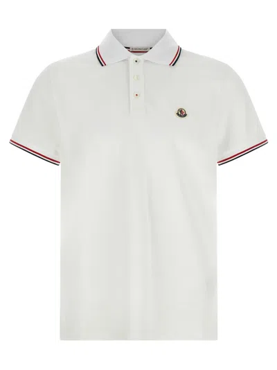 Moncler White Cotton Short-sleeved Polo T-shirt In White