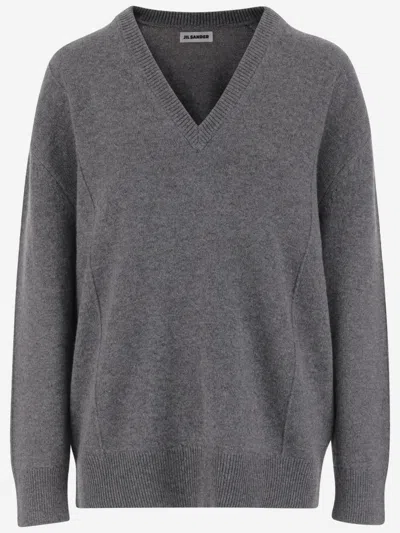 Jil Sander Women Grey Wool Sweater, Xl Luxury Sweaters & Knitwear For Women Darveys In Gray