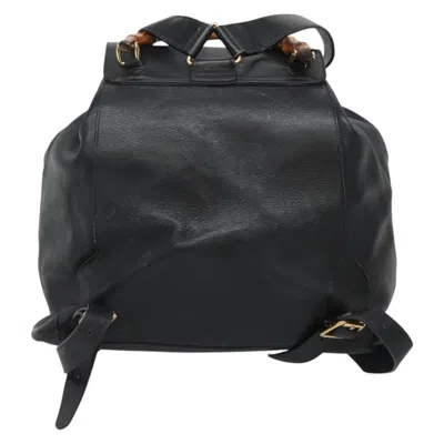 Pre-owned Gucci Bamboo Black Leather Backpack Bag ()