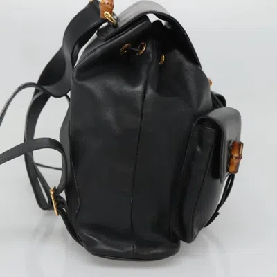 Pre-owned Gucci Bamboo Black Leather Backpack Bag ()