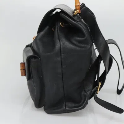 Pre-owned Gucci Bamboo Black Leather Backpack Bag ()