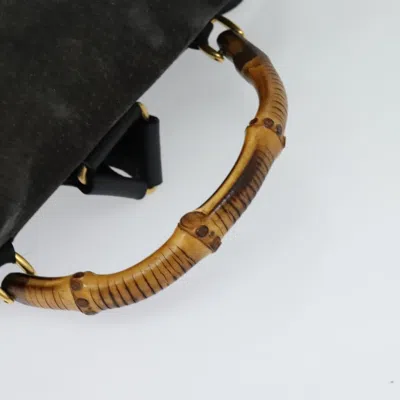 Pre-owned Gucci Bamboo Black Suede Backpack Bag ()