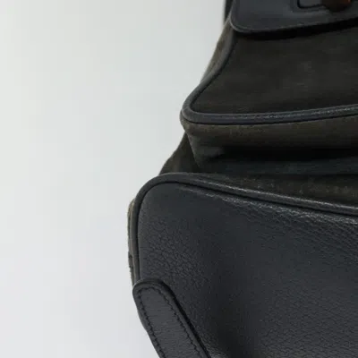 Pre-owned Gucci Bamboo Black Suede Backpack Bag ()