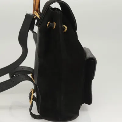 Pre-owned Gucci Bamboo Black Suede Backpack Bag ()