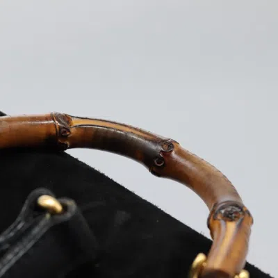 Pre-owned Gucci Bamboo Black Suede Backpack Bag ()