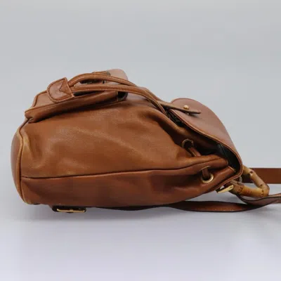 Pre-owned Gucci Bamboo Brown Leather Backpack Bag ()