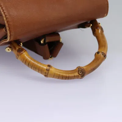 Pre-owned Gucci Bamboo Brown Leather Backpack Bag ()