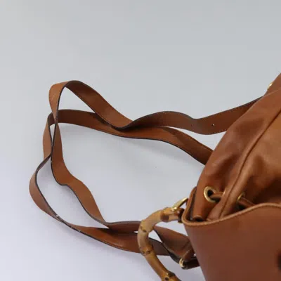 Pre-owned Gucci Bamboo Brown Leather Backpack Bag ()