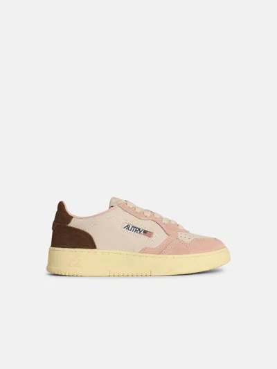 Autry 'medialist' Light Pink Leather Sneakers In Pink