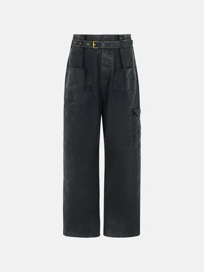 Isabel Marant Étoile Washed Black Cotton Trousers In Black