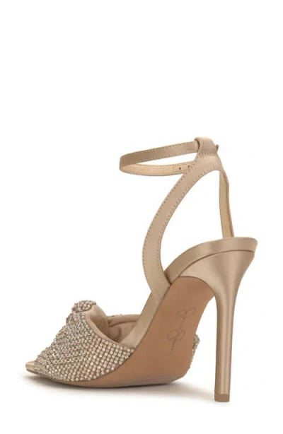 Jessica Simpson Ohela Sandal Women Champagne Knotted Vamp Ankle Strap Gal1878 In Gold