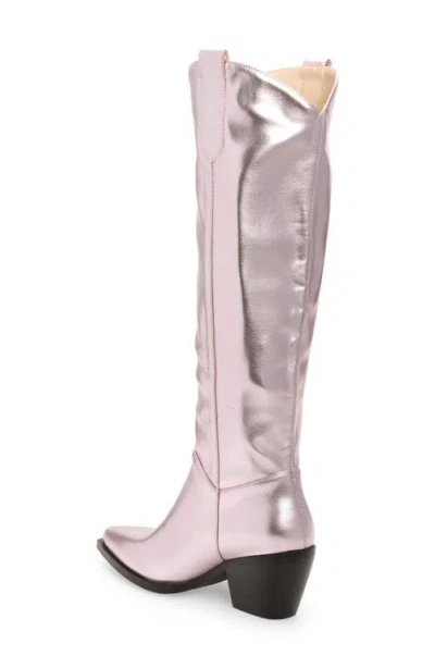 Azalea Wang Joydistrict Rhinestone Fringe Pointed Toe Boot In Pink