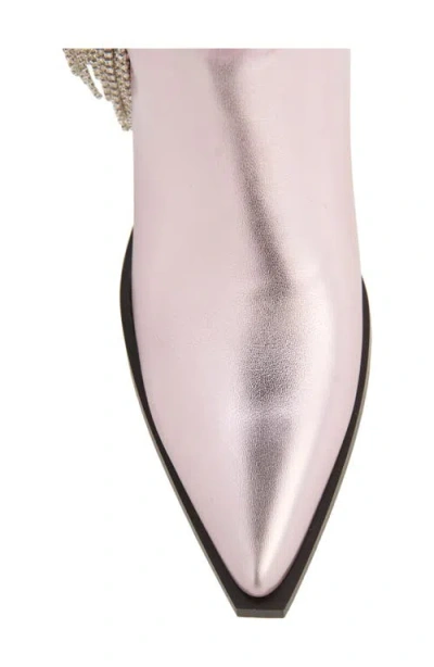 Azalea Wang Joydistrict Rhinestone Fringe Pointed Toe Boot In Pink