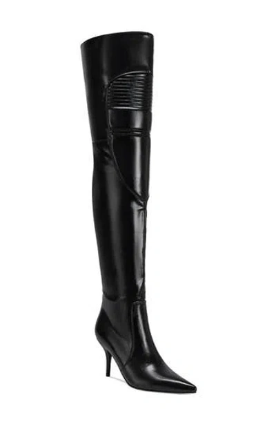 Azalea Wang Tiernan Pointed Toe Thigh High Boot In Black