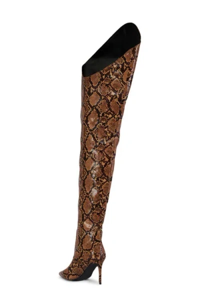 Azalea Wang Tarrant Pointed Toe Thigh High Boot In Brown