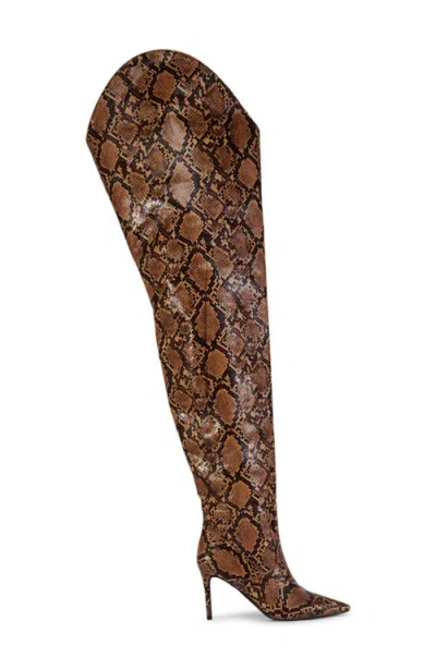 Azalea Wang Tarrant Pointed Toe Thigh High Boot In Brown