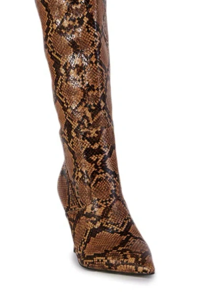Azalea Wang Tarrant Pointed Toe Thigh High Boot In Brown
